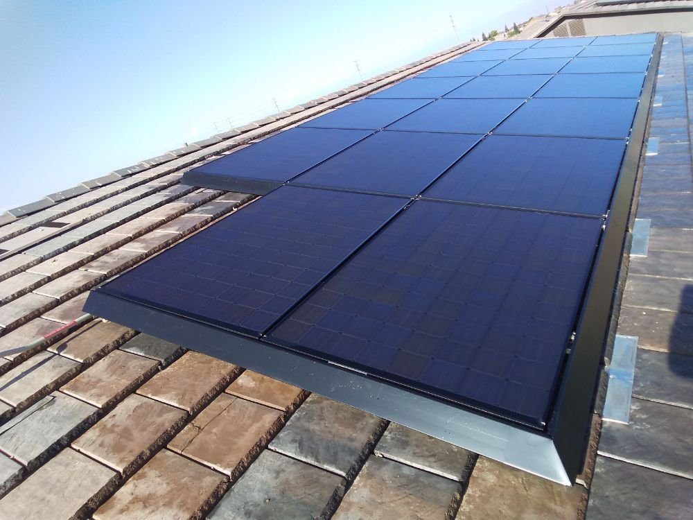 Large residential solar array cleaned to a mirror finish